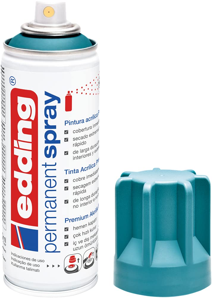 edding 5200 Permanent Spray – Petroleum Matt – 200 ml – Acrylic Paint for Painting or Decorating Glass, Metal, Wood, Ceramic, Plastic, Canvas, Acrylic Spray Paint