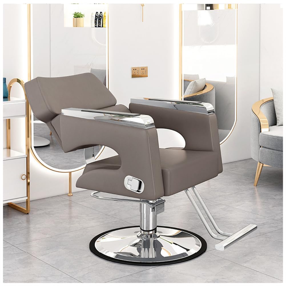 OZBMA Adjustable Barber Reclining Salon Chair 360° Swivel Multi Functional Shampoo & Tattoo Stylish Brown Perfect for Professional Salons Barbershops