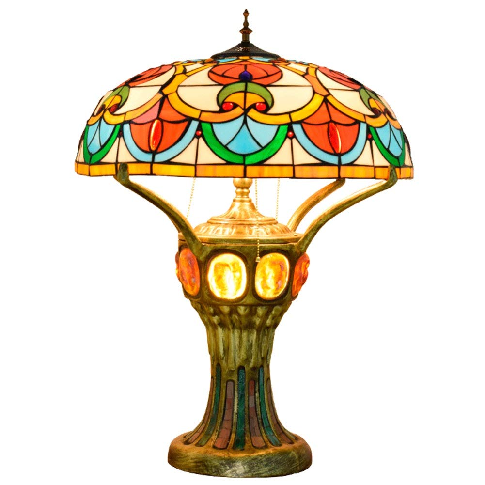 Aioneer Tiffany Table Lamp Color Glass Lamp High-End Large Living Room Lobby Front Lobby Decorative Retro Classic Villa Table Lamp