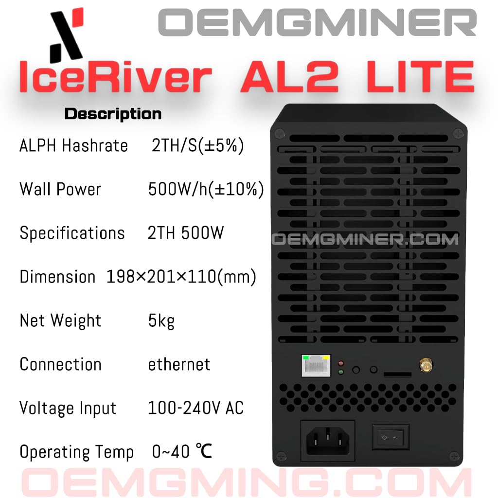 ICERIVER ALPH AL2 LITE Asic Miner 2TH 500W - Alephium Miner