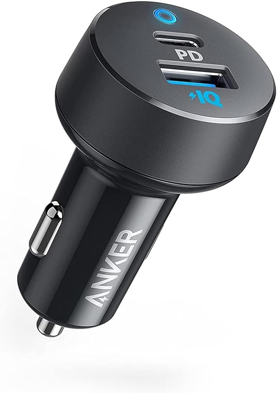 Anker USB C Car Charger, Compact 32W 2-Port, LED Indicator Type C Charger with 20W Power Delivery & 12W PowerIQ, Compatible with iPhone 15 14 13 12 Series, Pixel 3 2 XL, iPad Pro & More Devices