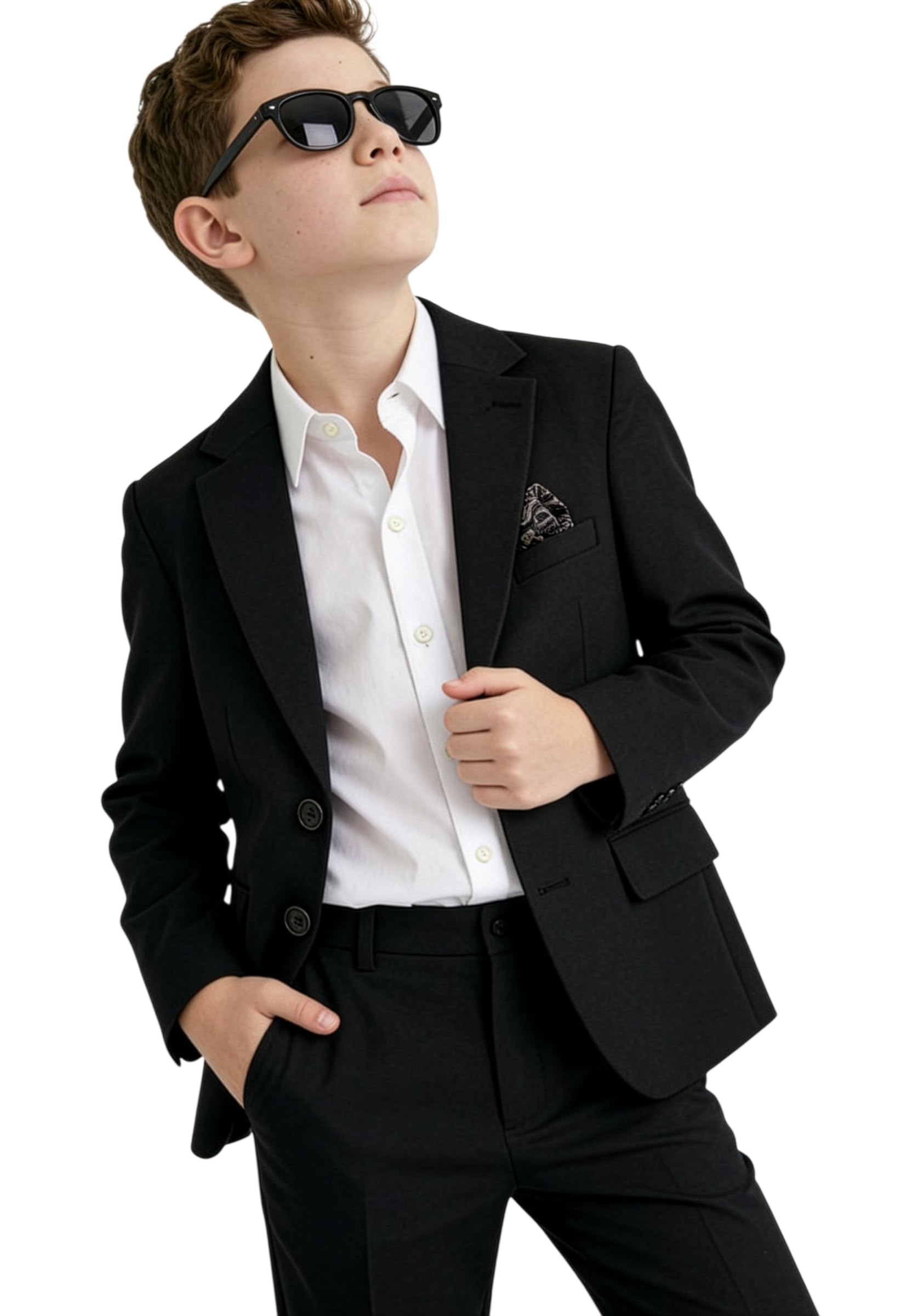 SIRRI Chaqueta Tipo Blazer Negra de 2 Piezas para niños, Ideal para Bodas, colegios y Eventos Formales, con Pajarita. Edades: 3-16 años.