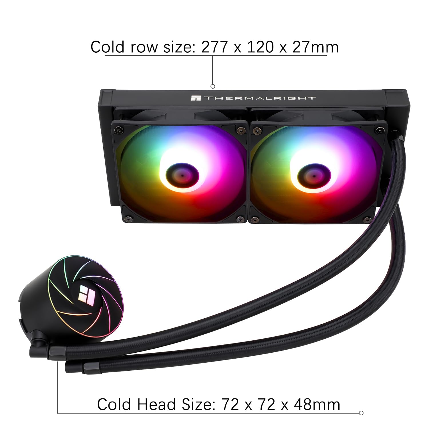 TR-Thermalright AQUA ELITE 240 ARGB - Enfriador líquido para CPU, refrigeración Aio de 240 mm, ventiladores PWM dobles de bajo ruido, ARGB, para AMD AM4/AM5, Intel LGA1851/1700/115x/1200/2011 (negro)