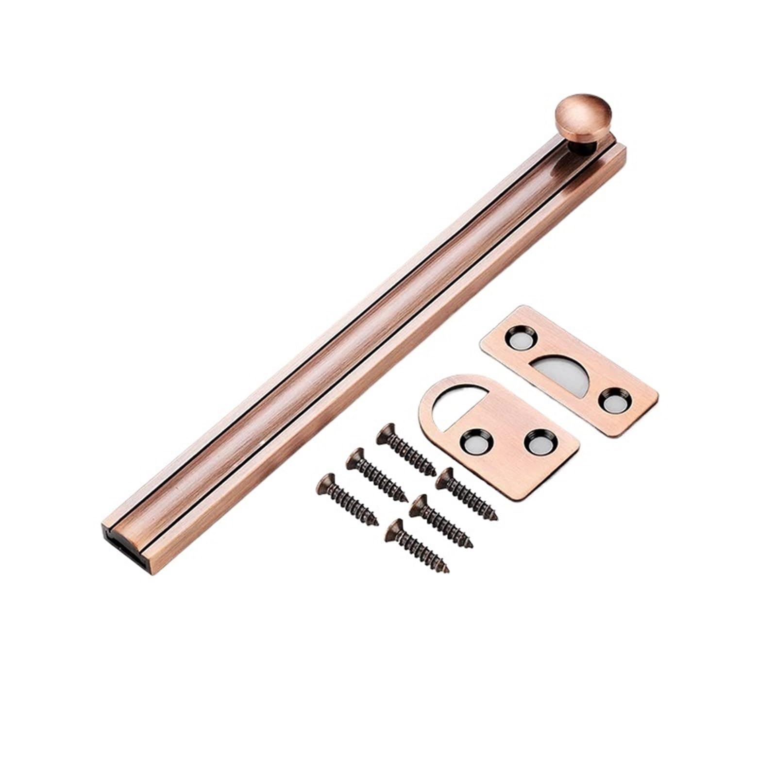 Pestillo De Seguridad Para Puerta Pestillo de pernos totalmente cobre 2/3/4/6/8 pulgadas, cerradura puerta montada en superficie, fuerte for ferretería(6 inch Red bronze)