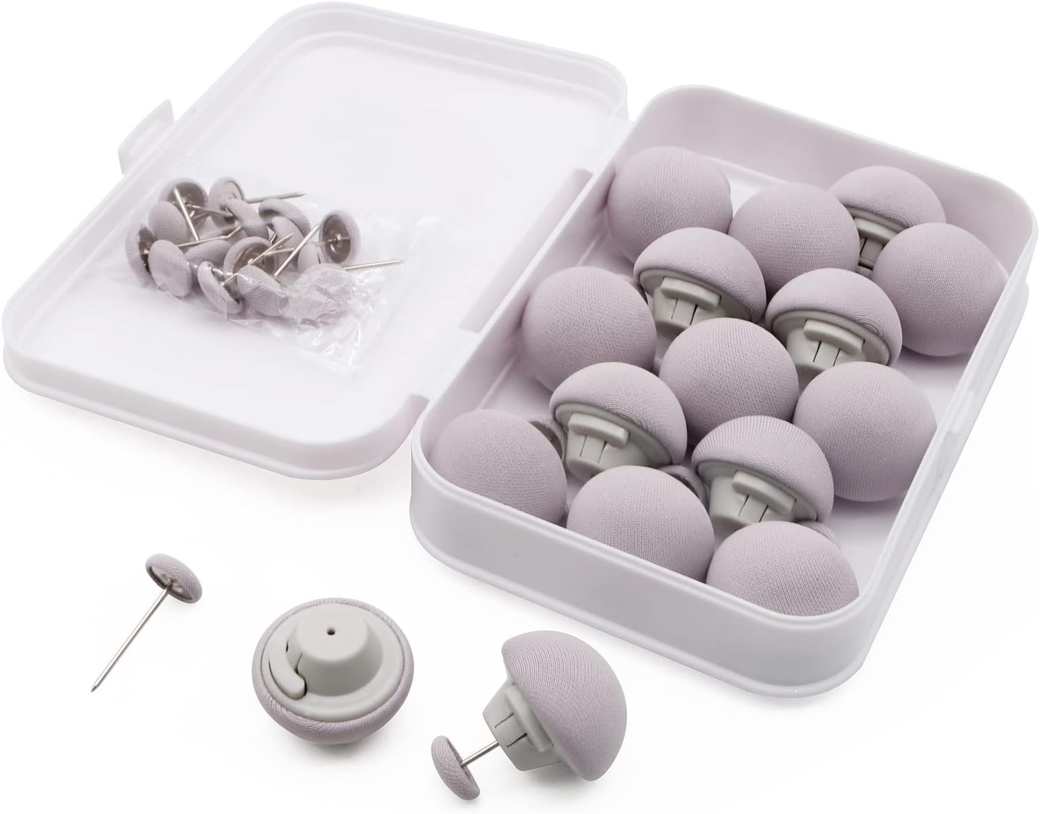 MQUPIN Duvet Clips Duvet Cover Pins,Duvet Pin Comforter Clips 16set, Soft Fabric Material Double Sided Pin Fasteners for Quilt, Cushions, Curtains- Grey