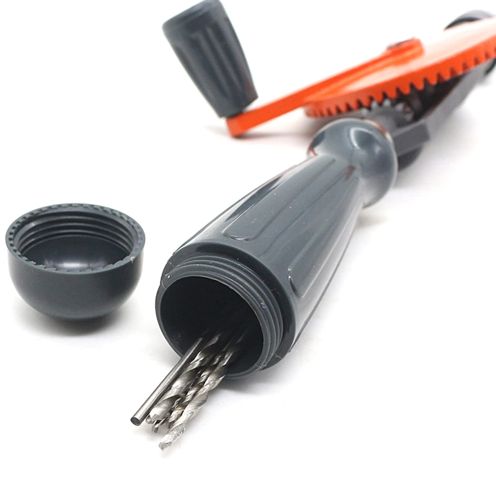 Trapano a manovella, mandrino da 3/8", mini trapano reciproco portatile, con doppio pignone, trapano a mano per legno, plastica (arancione)