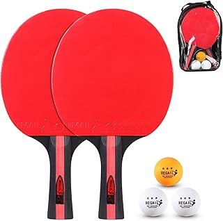 HUIOP Conjunto de Raquetes de Ping Pong e Tênis de Mesa com 2 Raquetes de Ping Pong com 3 Bolas e Bolsa de Transporte para Iniciantes Meninos Meninas,raquete de tênis de mesa