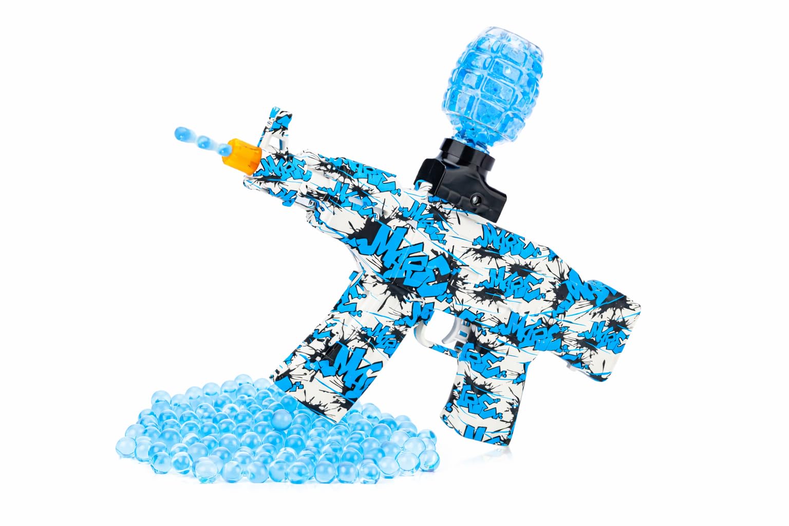 AK47 Jelly Gun with Smoke, Blue and White Camouflage Pattern, Water Gel Blaster Toy