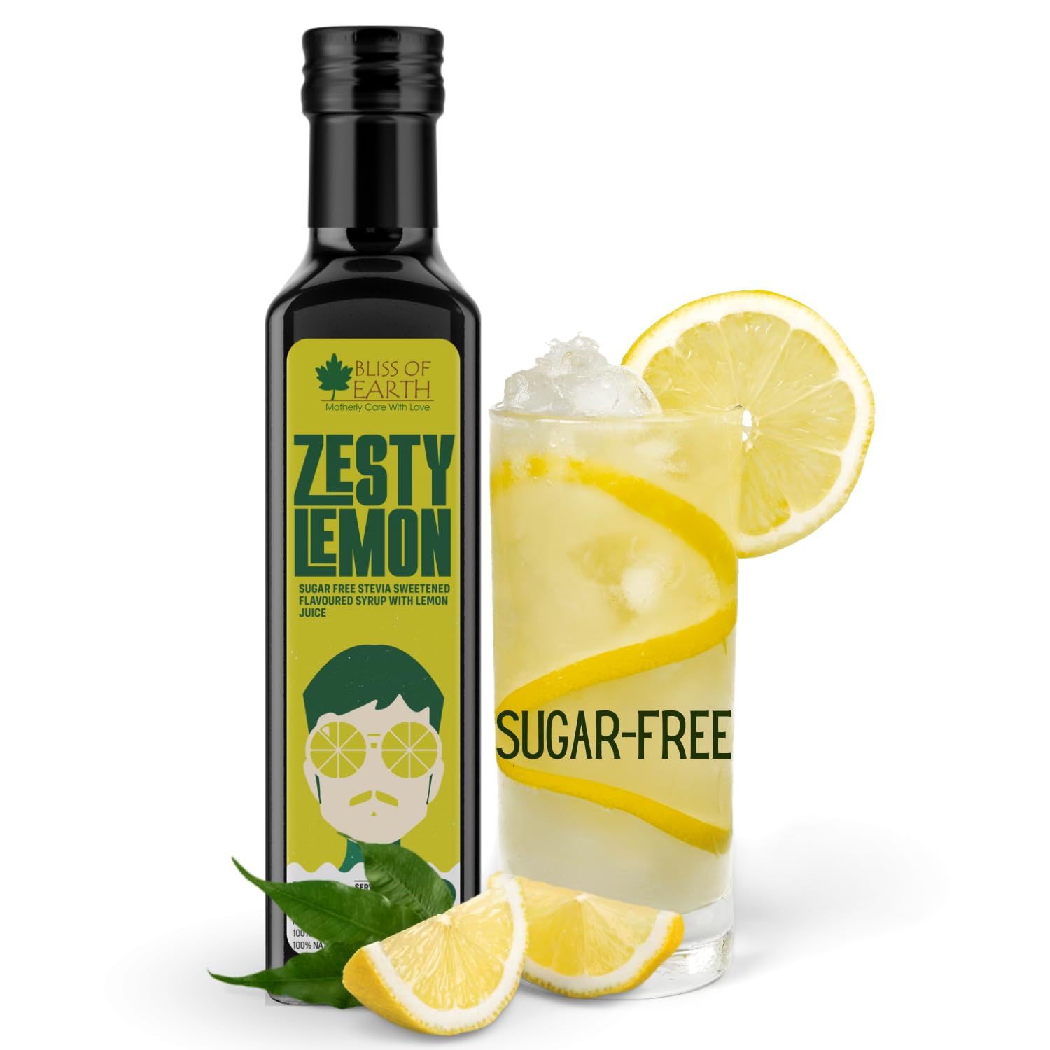Lemon Syrup Sugarfree For Drinks, Cocktails & Mocktails Flavor Enhancer, Stevia Sweetened, Diabetic Safe, Zero Calorie, 500ml