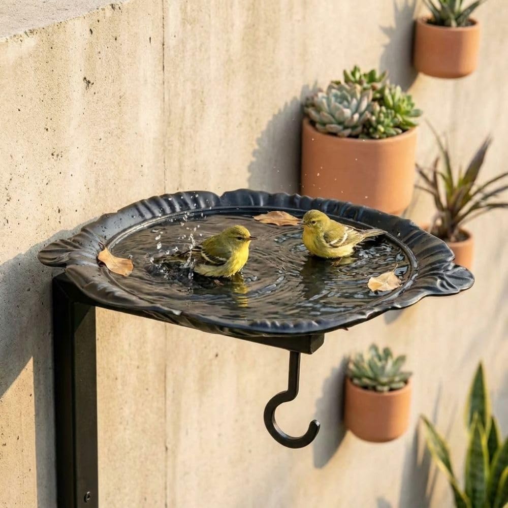Cast Iron Bird Feeders For Small Birds Heavy Duty Wall Mounted Bird Feeder, Vintage Bird Feeding Station, Weather Resistant Rustic Hanging Plant Bracket