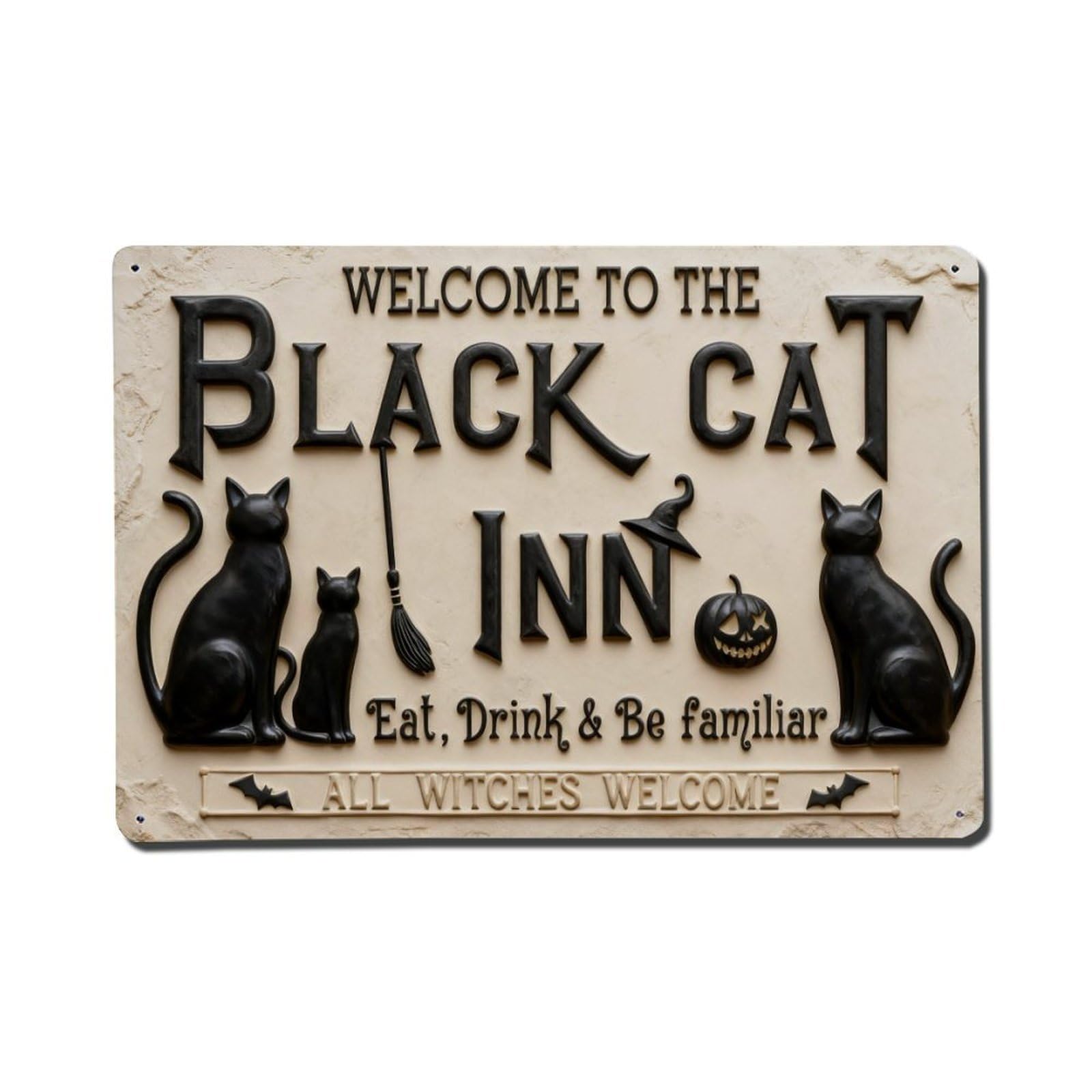 Black Cat Inn Sign Pattern Metal Tin Sign Plaque