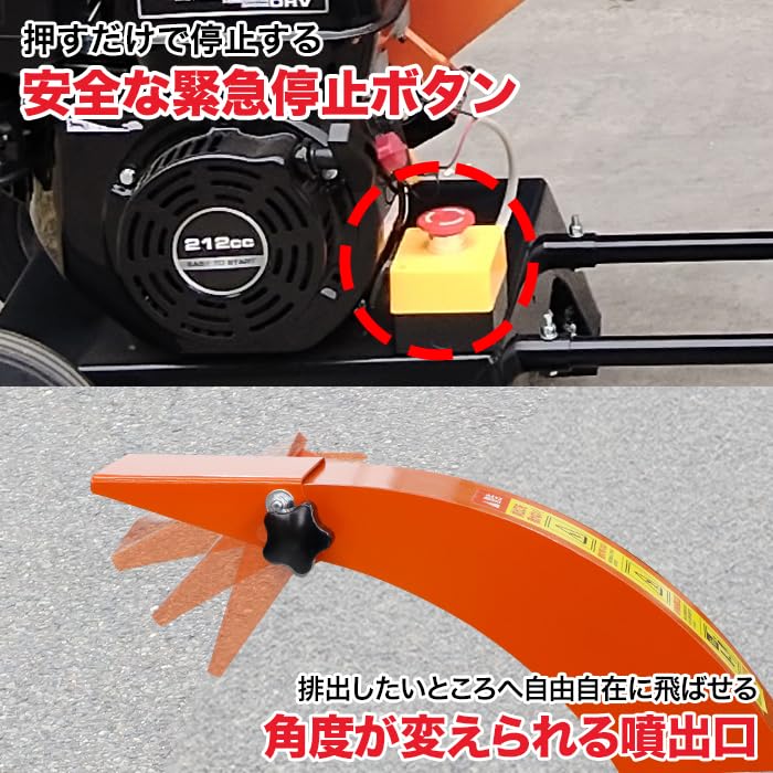 Amazon.co.jp: エンジン粉砕機 最大粉砕径60mm 7馬力 ウッド