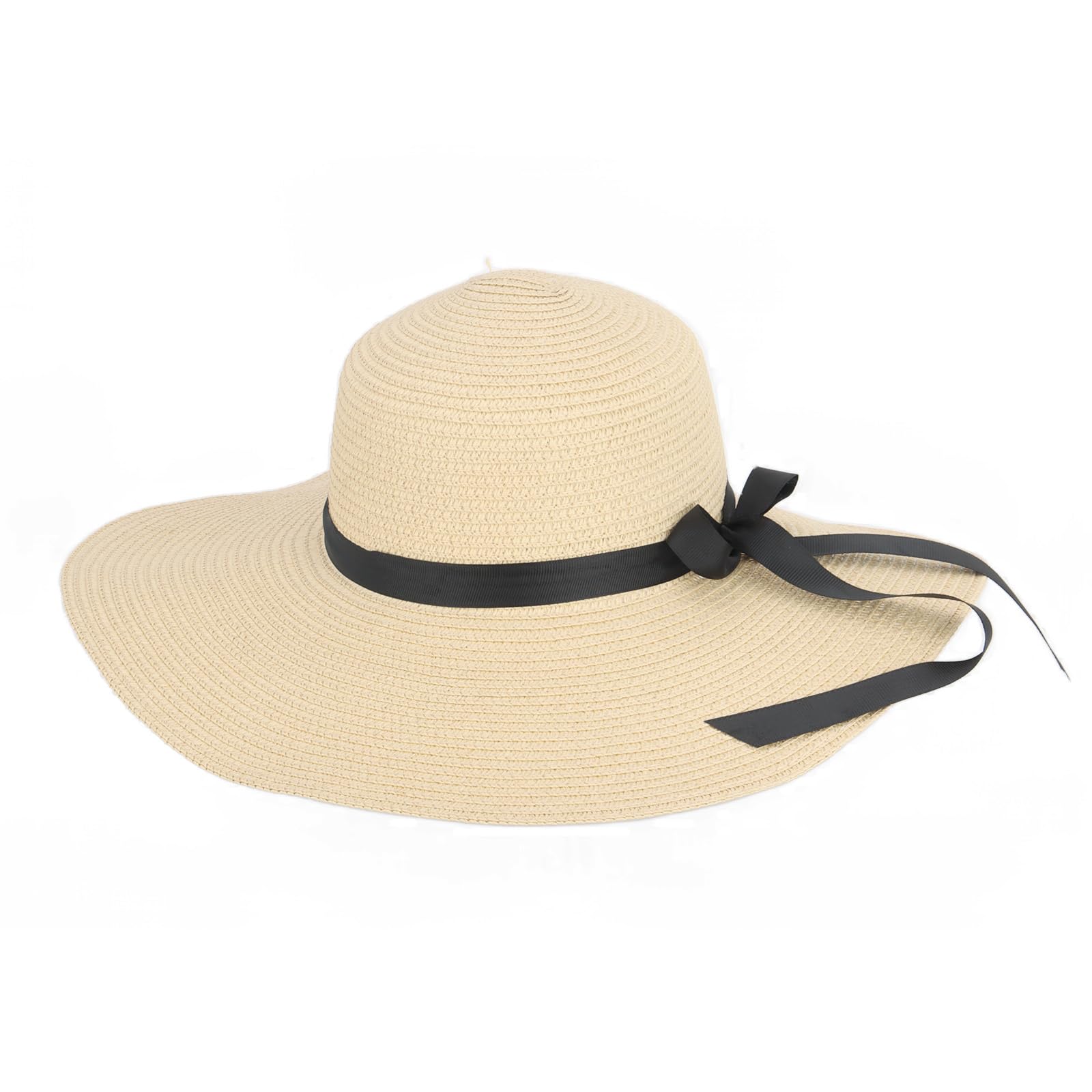 LY4U Sombrero de Paja para Mujeres, Sombrero de Sombra Ajustable para Mujeres Británicas, Sombrero de Vacaciones de Verano Plegable