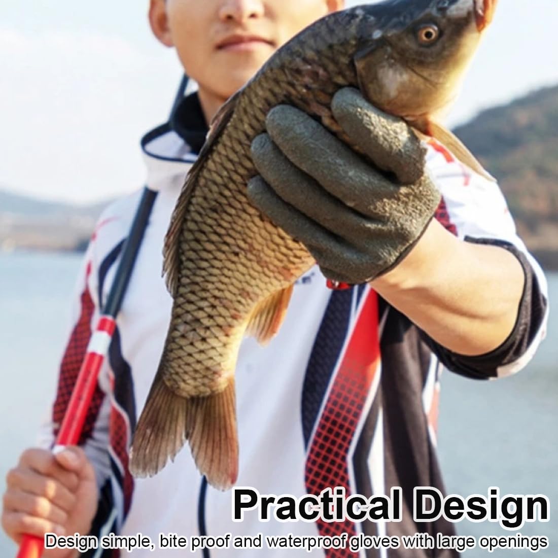 1 par Guantes impermeables para pesca y caza, resistentes a cortes y pinchazos, con 2 cierres magnéticos, para manipular lucio, siluro y lucioperca con seguridad