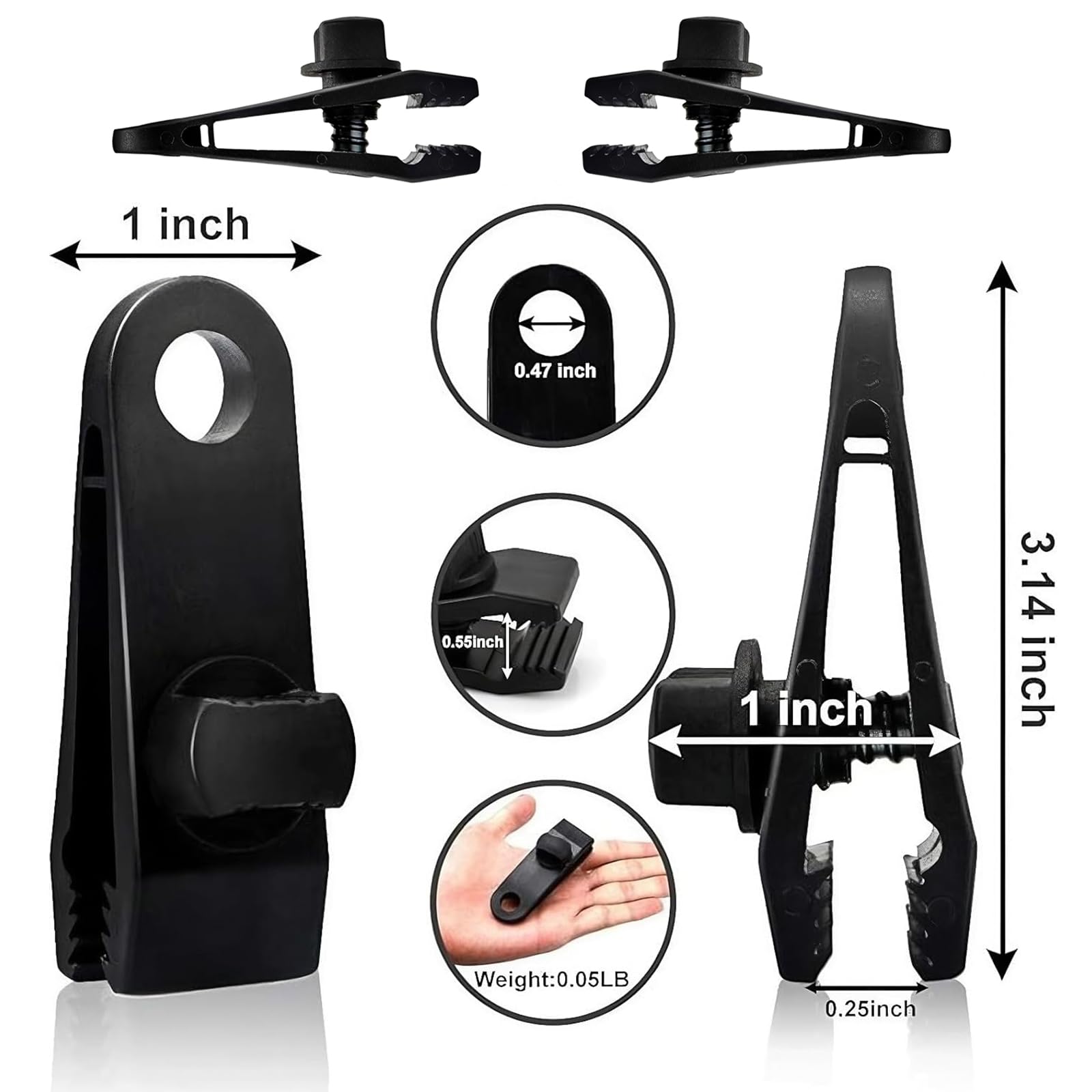 10 Pezzi Clip per Tende Ganci per Teloni di Fissaggio con a Forma di Squalo Morsetti Tarp Clips Campeggio Regolabili per Telo Ombreggiante Roulotte Coperture per Auto Camion Piscine e Barche