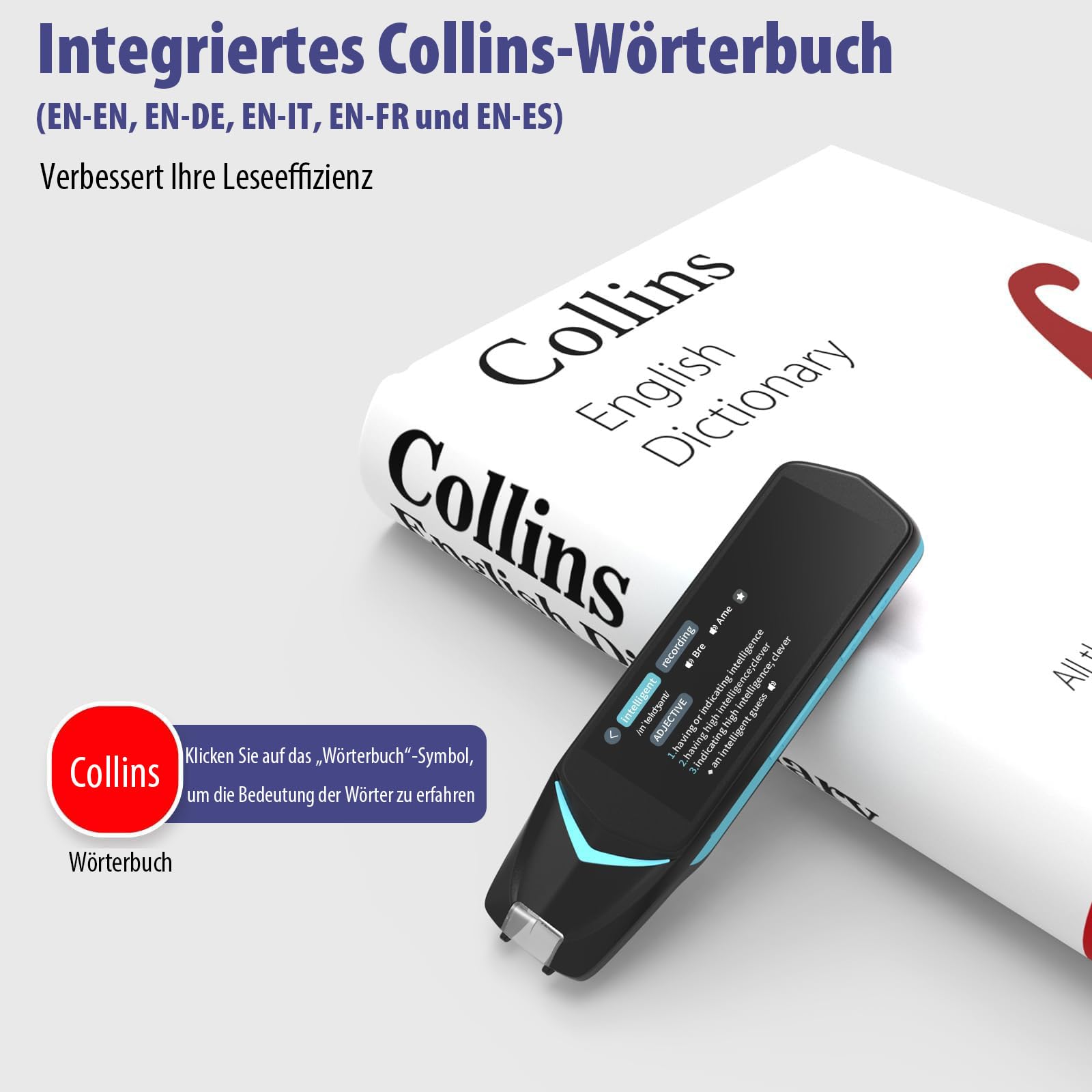 NEWYES Übersetzungs Stift Scannen,Übersetzer mit Sprachausgabe,Scannerstift zur Dateneingabe,OCR Lesestift mit Text to Speech,Foto Übersetzer,112 Sprachen