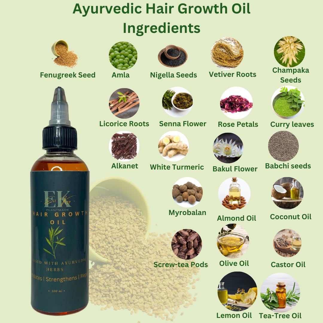 EK Plantmade Ayurvedic Hair Growth Oil. Nourishes and relieve dry, itchy and sensitive scalp. Eliminates Dandruff - Image 3