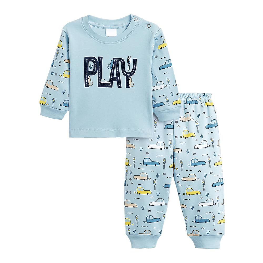 Hopscotch Baby Boys Vehicle Print Full Sleeves Blue Sleepwear Sets - Review, Price and Buying Guide