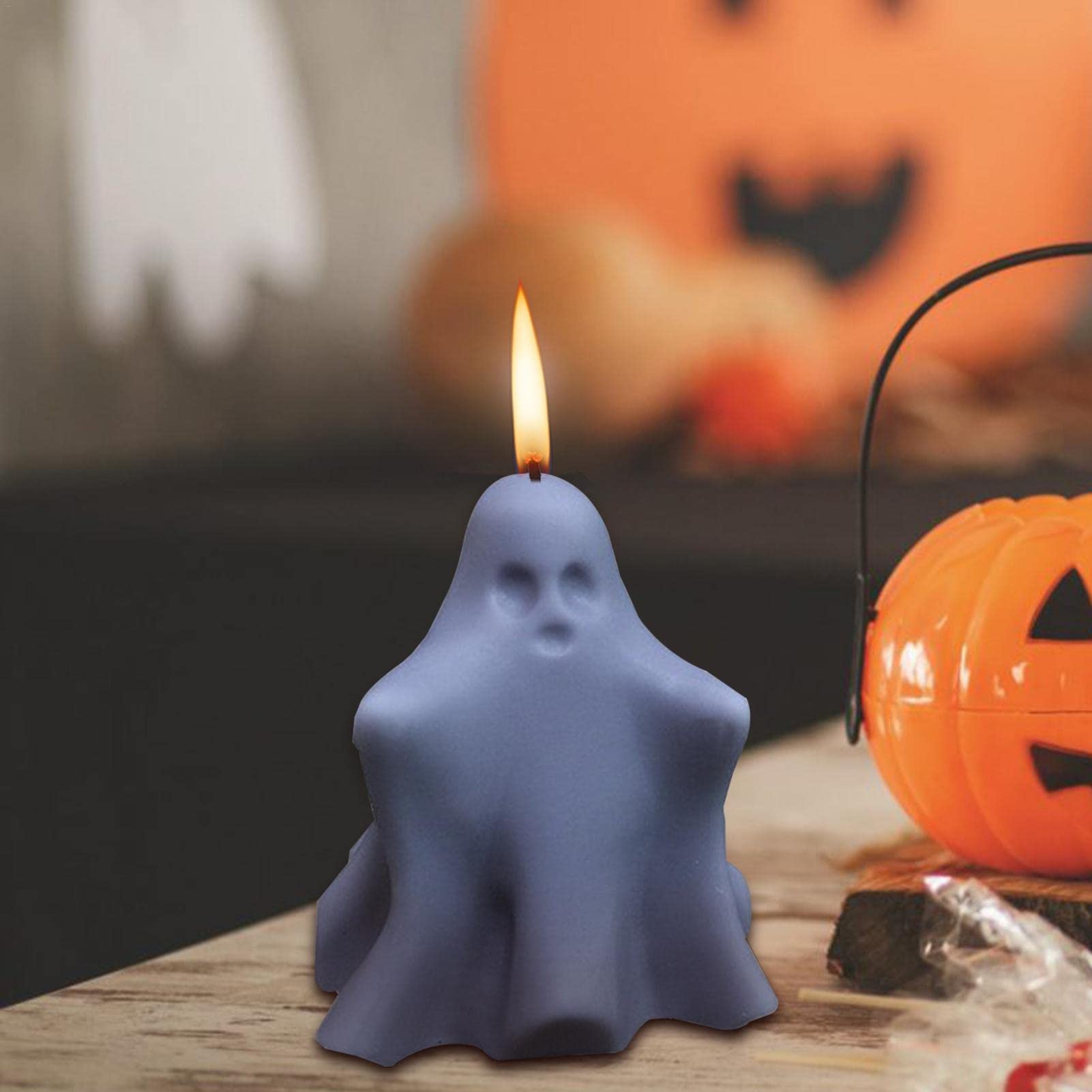 Molde de vela fantasma Molde de silicona fantasma 3D Molde de silicona de vela para moldes de fantasma de cera para resina Moldes de vela de resina con forma de fantasma de Halloween Gran regalo hecho