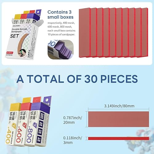 Miniatura 8 de stedi Esponja de lijado para el modelo Gundam Building, herramientas de modelo Hobby, bloque de lijado manual, impermeable, para uso en seco y