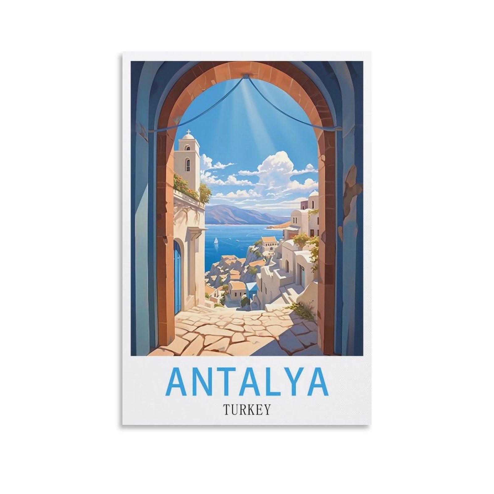 Orbana Unframe-Style Antalya Turkey Vintage Travel Posters 20X30inch(50X75cm) Canvas Print For Living Room, Bedroom, Dorm, Home, Office Wall Decoration