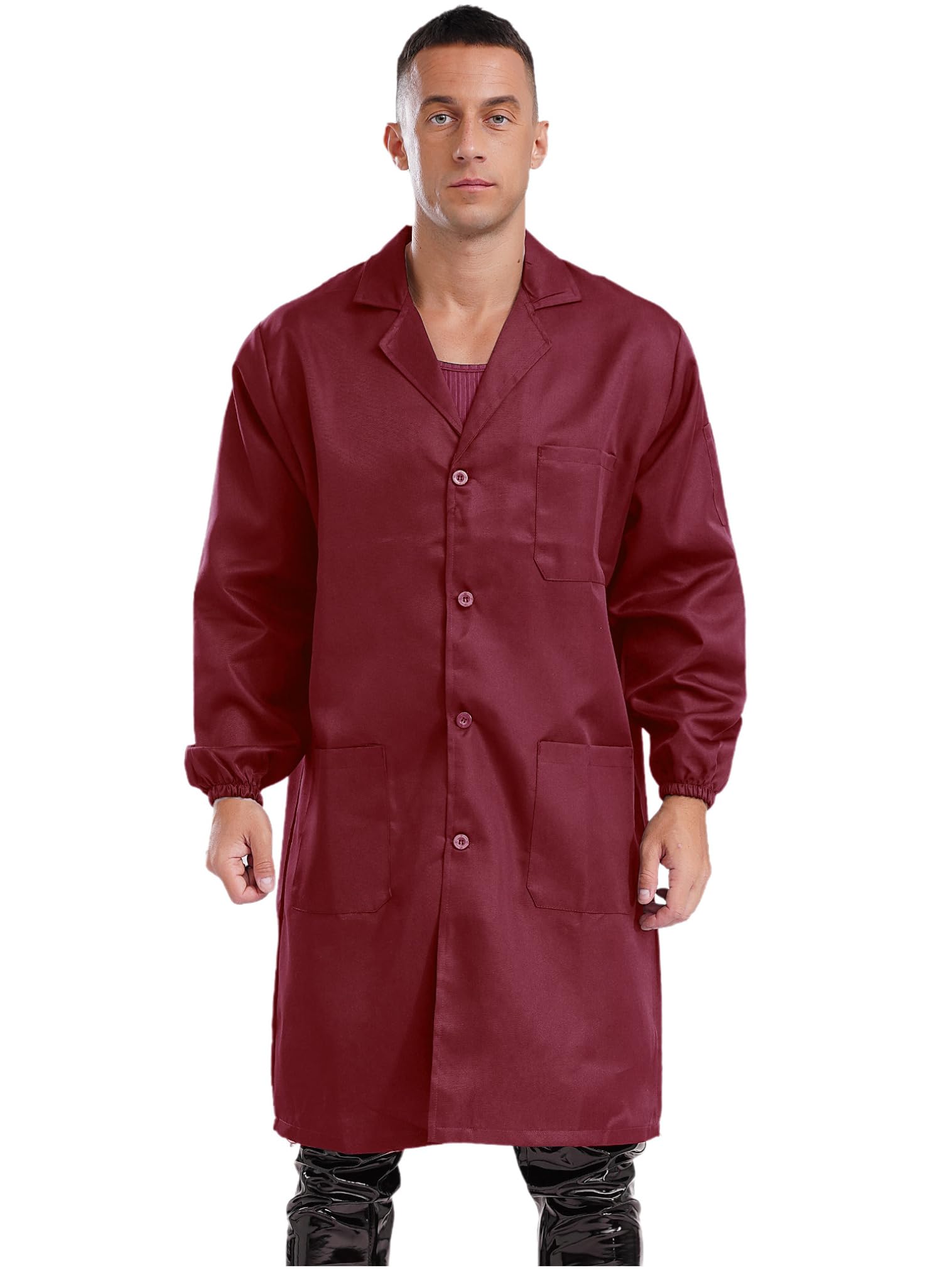 FEESHOW Men Women Work Coat Dustproof Jacket Resistant Blouse Long Sleeve Top Factory Lab Coat