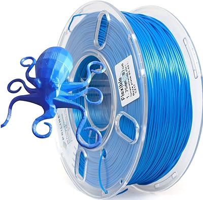 20 – PRILINE Filament，PRILINE 98A TPU Flexible Soft 3D Printer Filament，1KG 1.75mm Spool Durable TPU Flexible Material, Blue