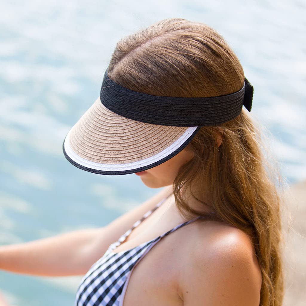 Bianca Visor Damen Sonnenblende mit 8cm Krempe Rollbar mit Klettverschlüss - 6 Farben in Größe M/58cm