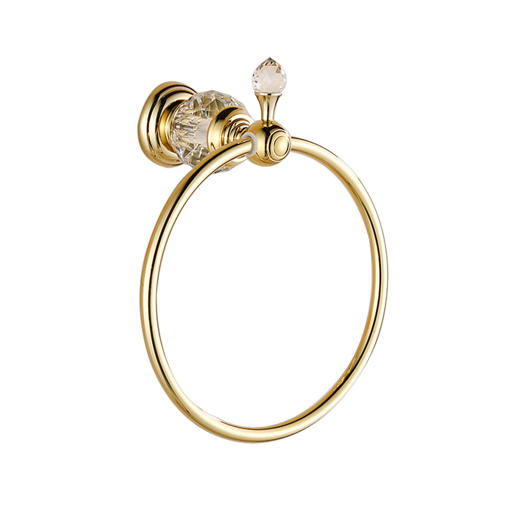 Golden Towel Ring Towel Holder, Gold Crystal Towel Bar Bathroom Hardware