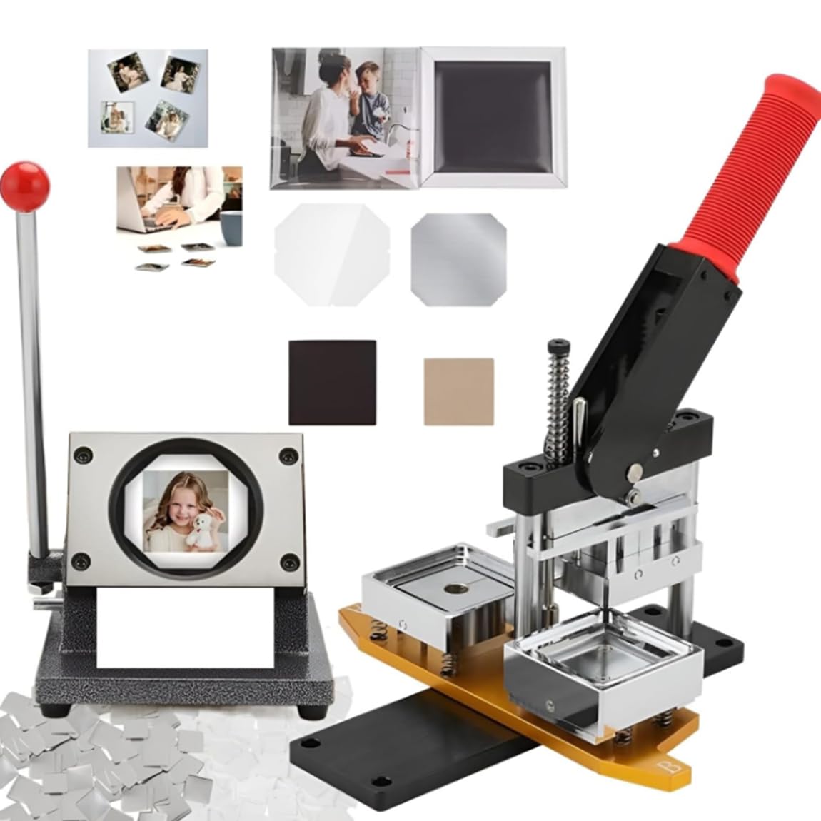 JYBNBBE DIY Badge Maker Machine for Photo Magnets, Includes Paper Cutter and 100pcs Materials, 50x50mm2x2inch Magnet Press for Refrigerator