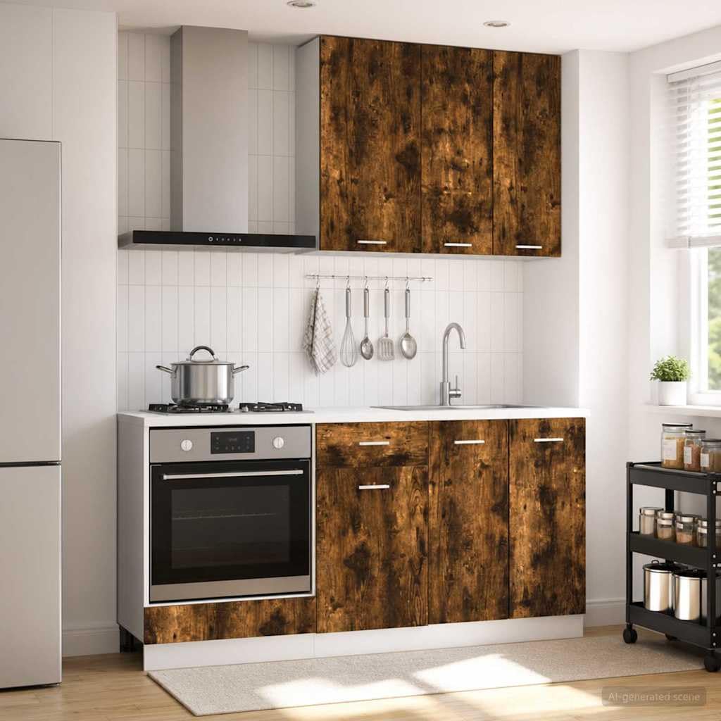 5-teilige Küchenzeile Lyon Holzwerkstoff Geräucherte Eiche