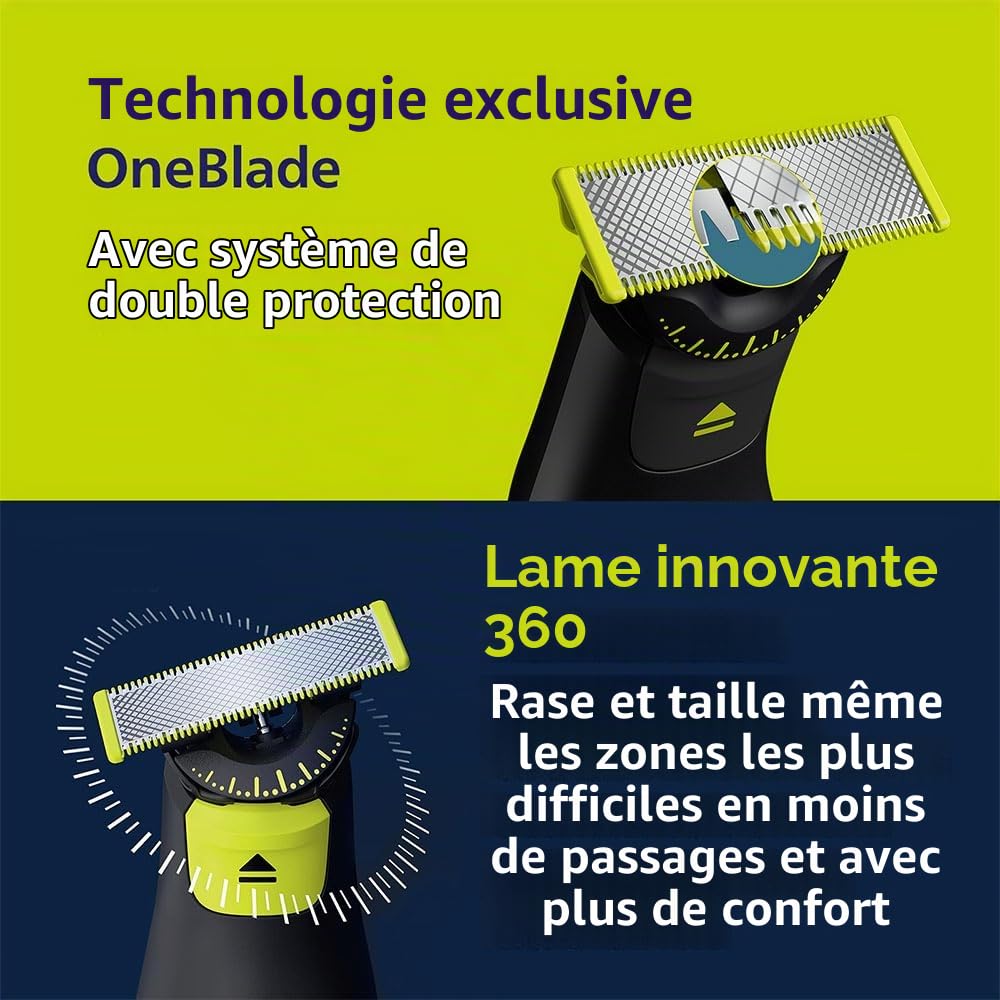 Tondeuse homme Philips One Blade Pro 360 Visage et Corps QP6652 61 5,4 W Noir et Gris