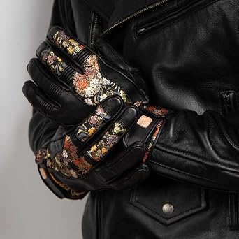 Amazon.co.jp: DEGNER Leather Gold Brocade Motorcycle Gloves for