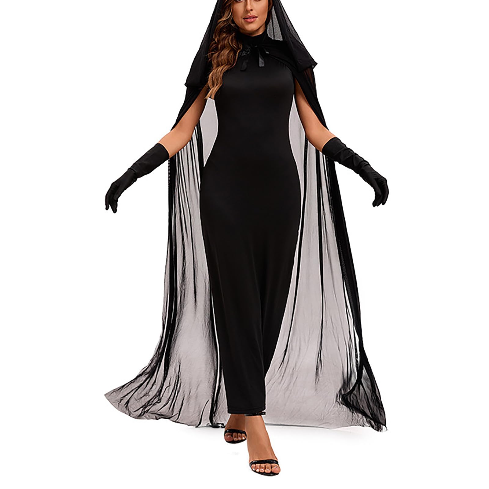 Mittelalterliches Kleid Renaissance Kleid Damen Mittelalter Kostüme Damen | Gothic Kleidung ,Halloween Karneval Kostüm, Maxi Glockenärmel Outfit, Retro Festival Outfit, Corsagenkleid Mit Tüll-Cape