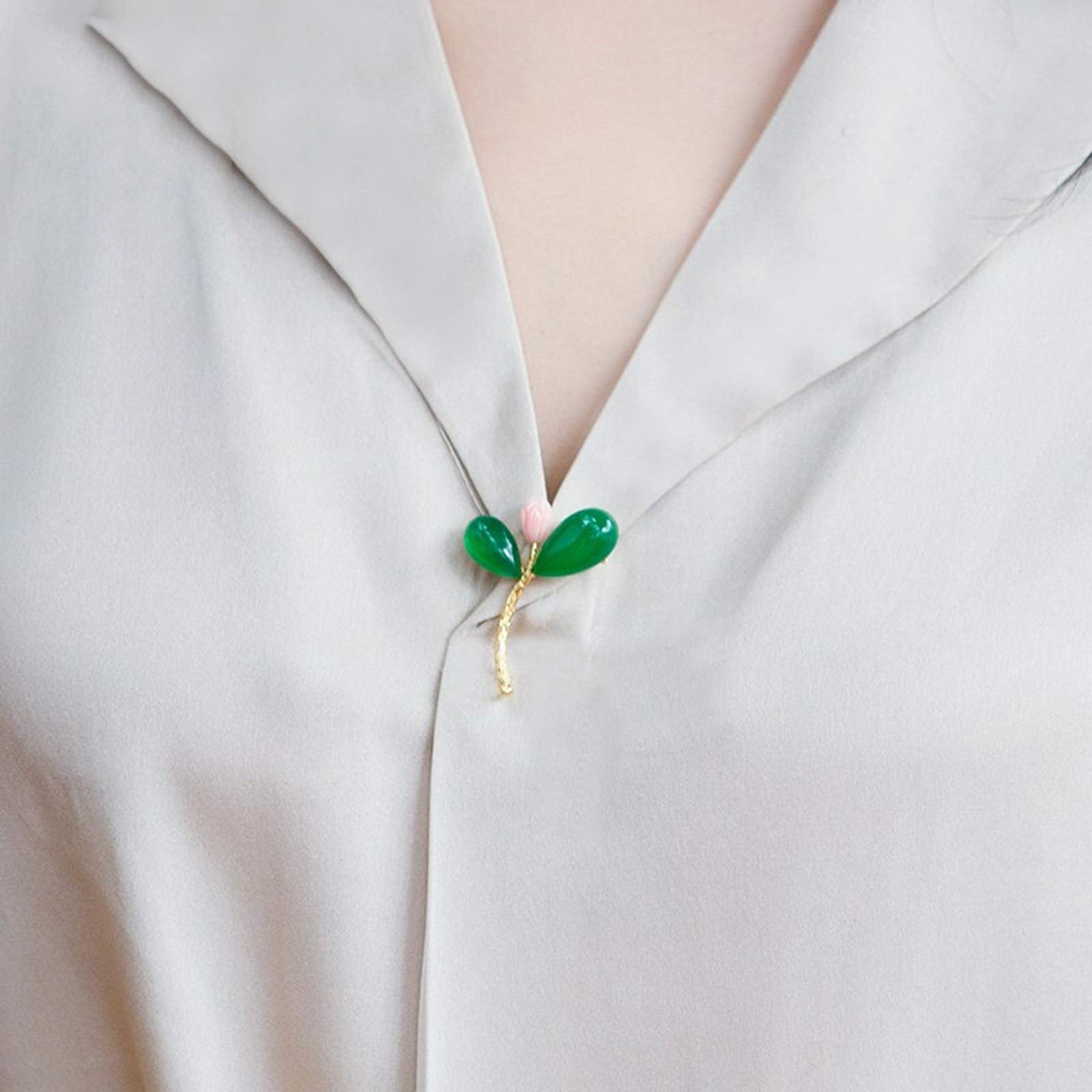 CFWSHJ Kobiety Broszki Przypinki Elegancka broszka w kształcie kiełków - Proste przypinki z agatem Broszka ze srebra próby 925 Elegancki jedwabny szalik Klamra Akcesoria - Prezent dla kobiet Modne