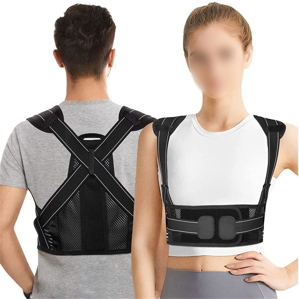 Cintura di Supporto per la Schiena e Le Spalle, correttore di Postura, Nastro di Fissaggio posturale, correttore Dritto Lombare, Cintura di Allenamento, Strumenti(Black-M Code)