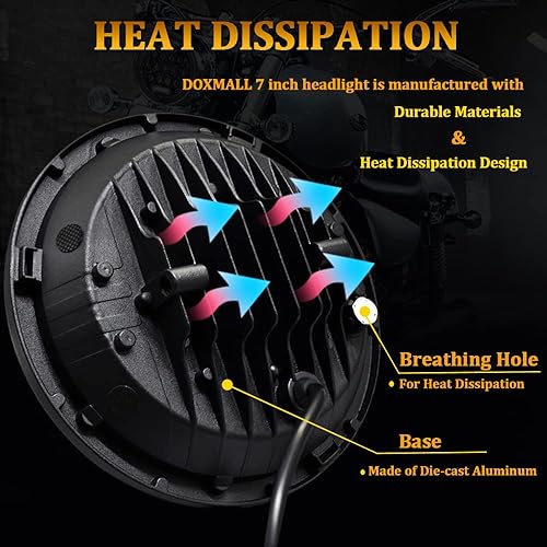 Miniatura 4 de Faro delantero de 7 pulgadas apto para Street Glide H4 redondo sellado haz DOT SAE aprobado motocicleta LED faro