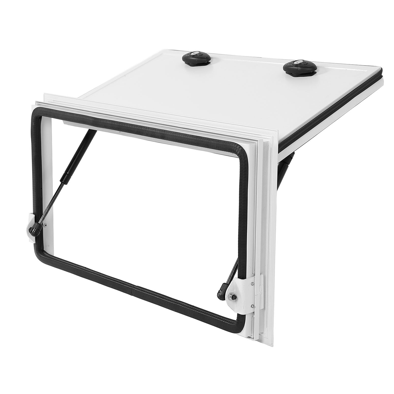 Puerta de Equipaje para Vehículos Recreativos, 26 X 19,2 Pulgadas, Panel de Aleación de Aluminio, Cerradura de Seguridad Doble, Fácil Instalación con Varilla de Soporte, para