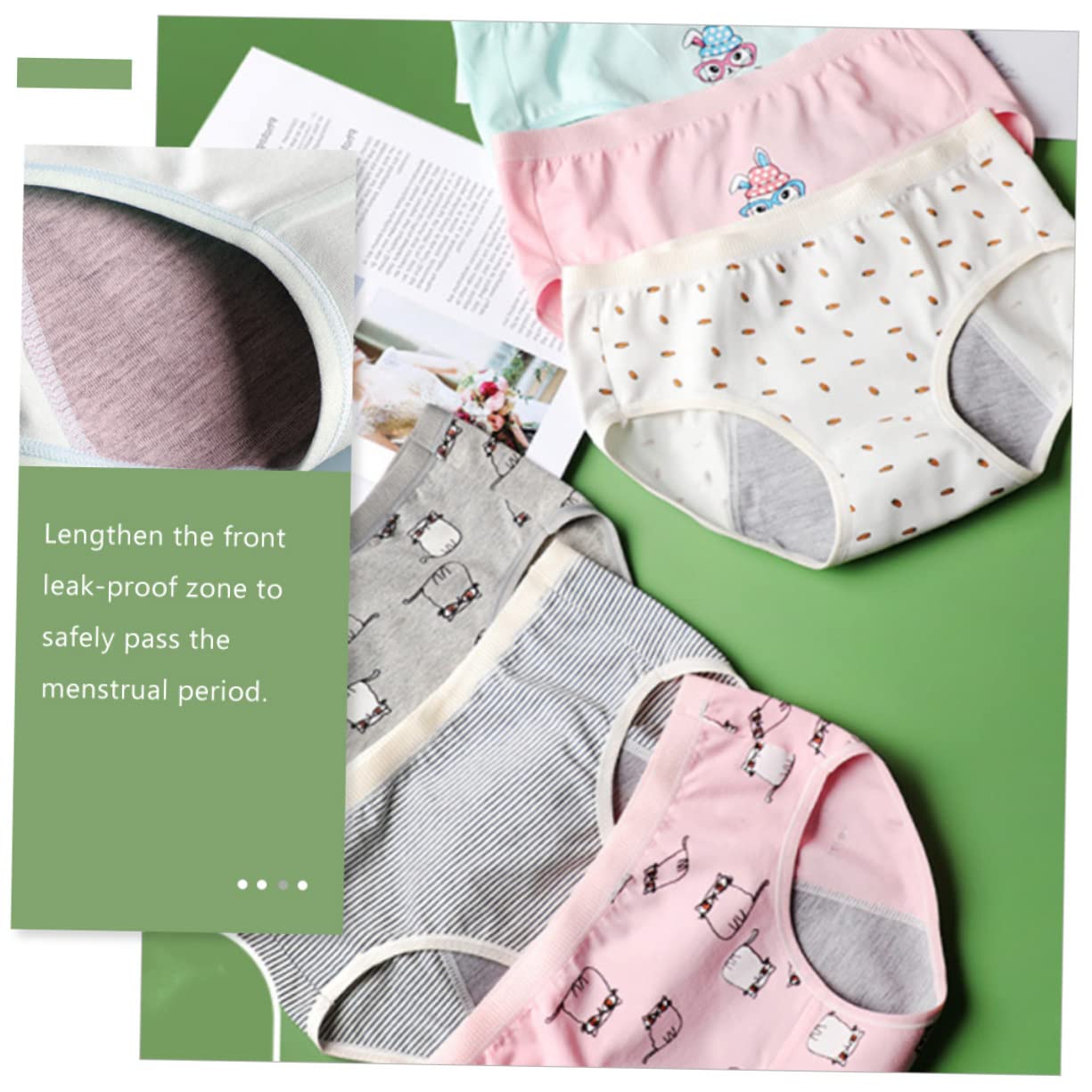 SHERCHPRY 9 piezas de ropa interior para el período menstrual a prueba de fugas, bragas menstruales de algodón que absorben la humedad, pantalones sanitarios para niñas, cunas de dedos, pantalones de