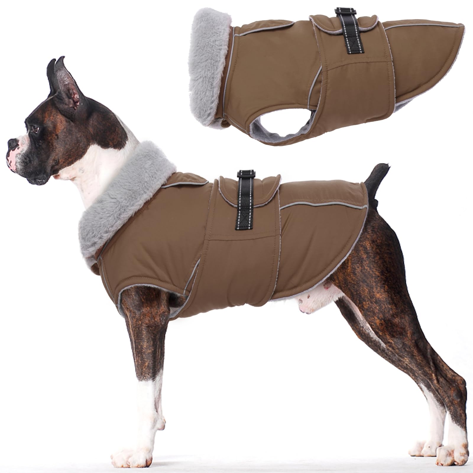 Lelepet Manteaux et vestes chauds pour chiens, manteau d'hiver imperméable pour chien par temps froid, veste matelassée réfléchissante pour chien, manteau pour animal de compagnie avec doublure