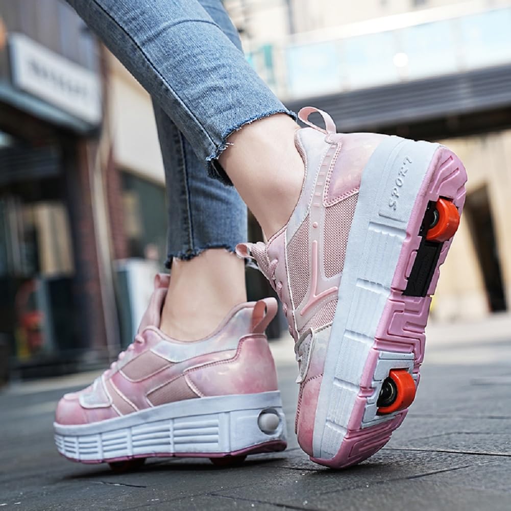 Enfants Chaussures à roulettes de Multisports Outdoor Gymnastique Sneaker Automatiques Rétractables Skateboard Baskets Garçon Fille Mode Cadeaux