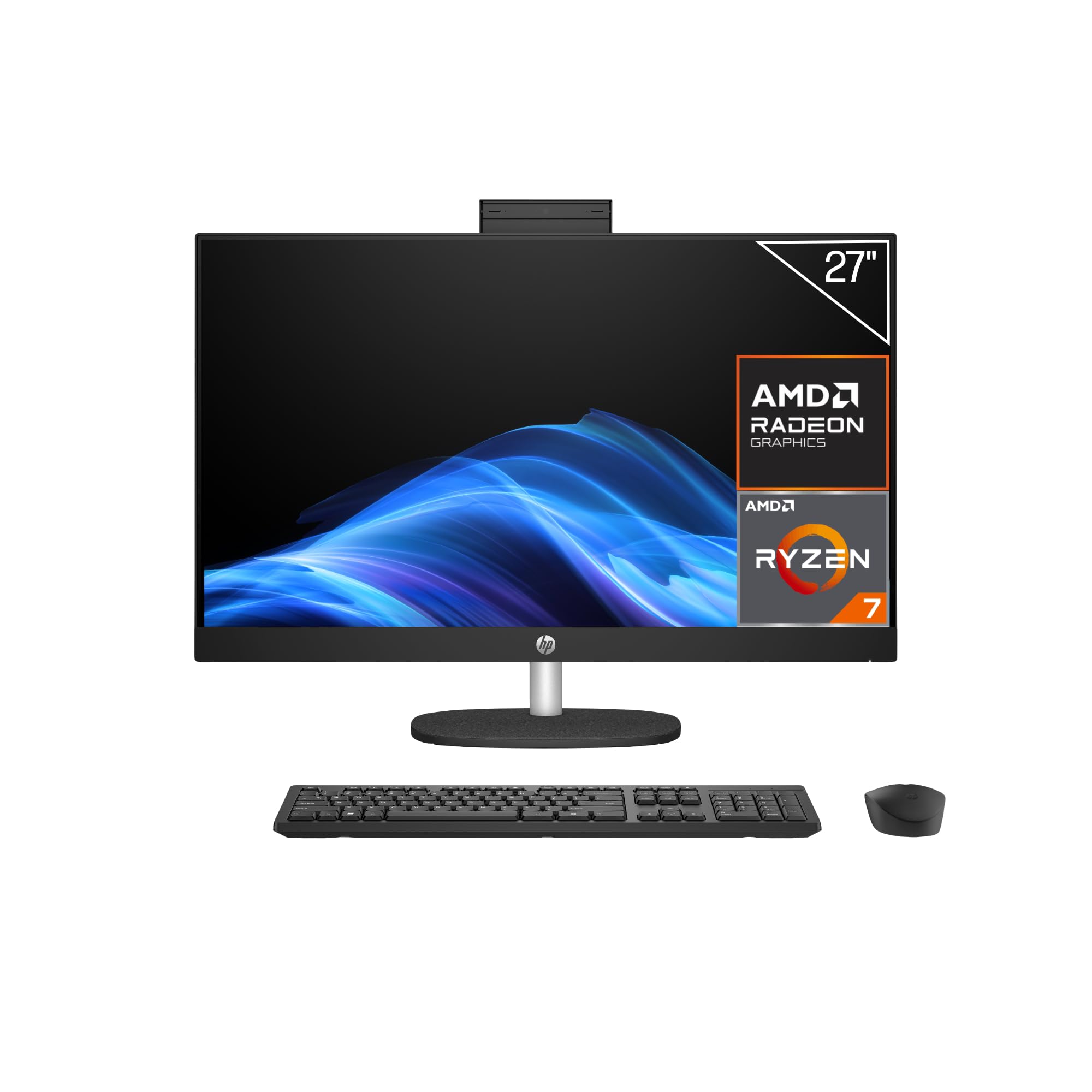 HP All-in-One 27-cr0062ns, PC Todo en Uno 27” FHD, AMD Ryzen 7 7730U, 16GB RAM, 512GB SSD, AMD Radeon Graphics, Cámara HD, Wi-Fi, Teclado y Ratón Inalámbricos, Sin Sistema operativo, QWERTY Español