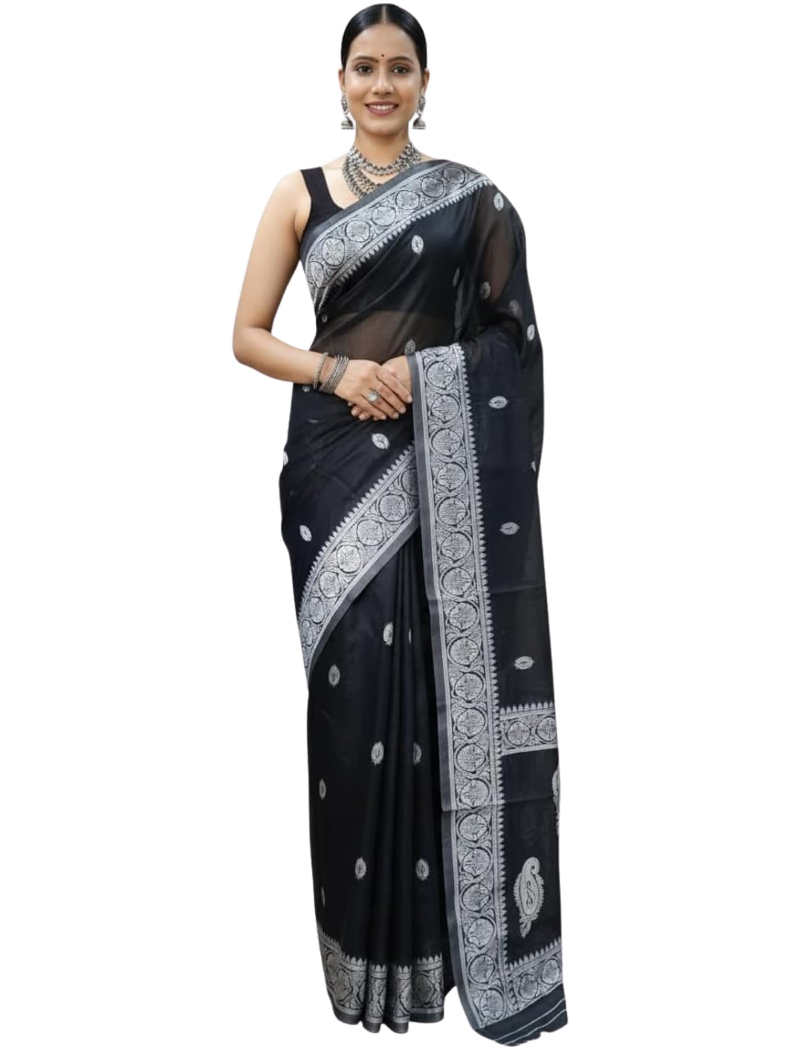 Banarasi soft Cotton-Silk Saree with Unstitched Blouse - Graceful Design for Special Occasions, Weddings & Festivals-picture-26