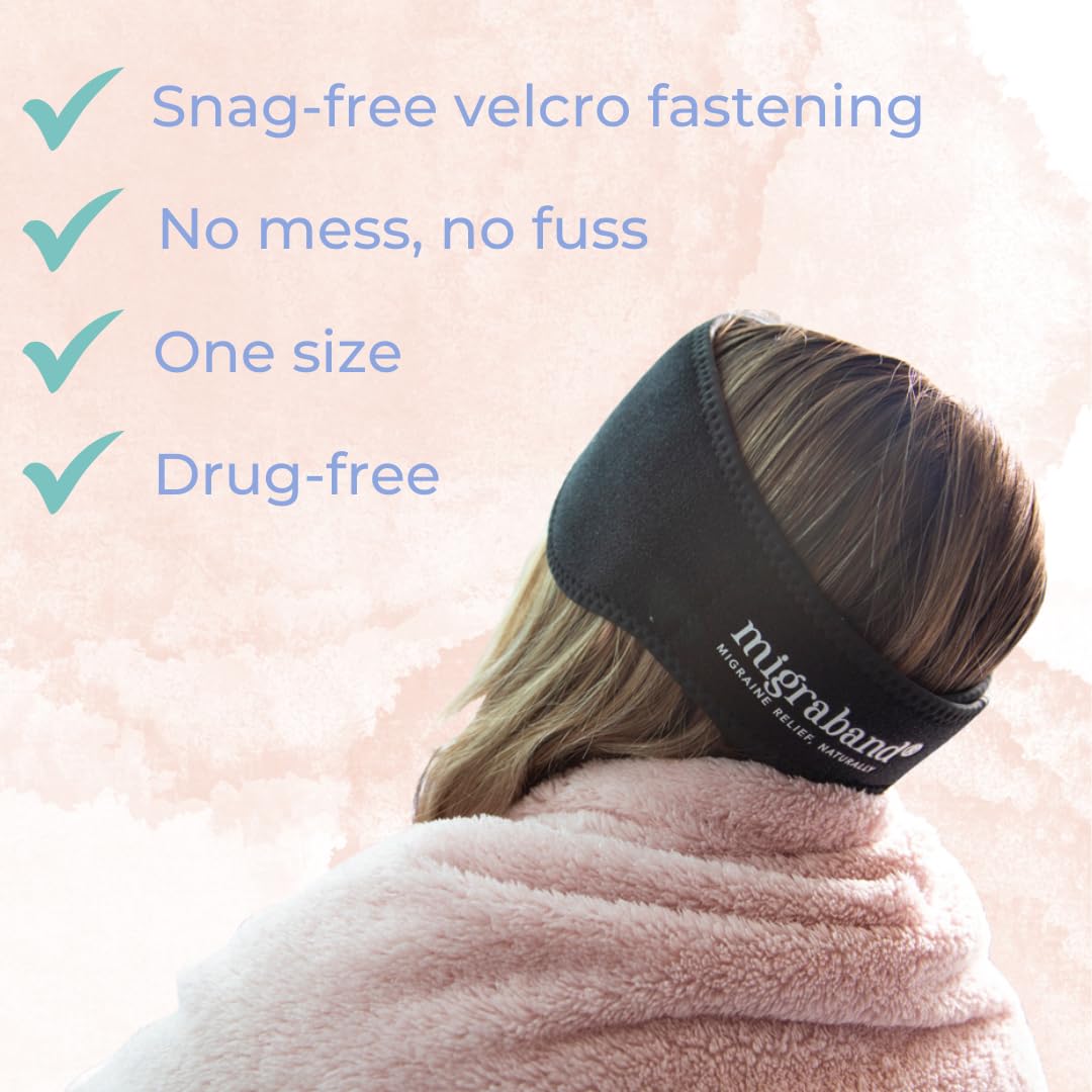 Diadema de compresión para aliviar la migraña con paquete de gel caliente/frío