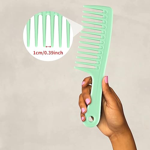 Miniatura 2 de HYOUJIN Juego de dos peines grandes de dientes anchos para desenredar cabello húmedo o seco, peine de ducha para mujeres y hombres, cepillo de