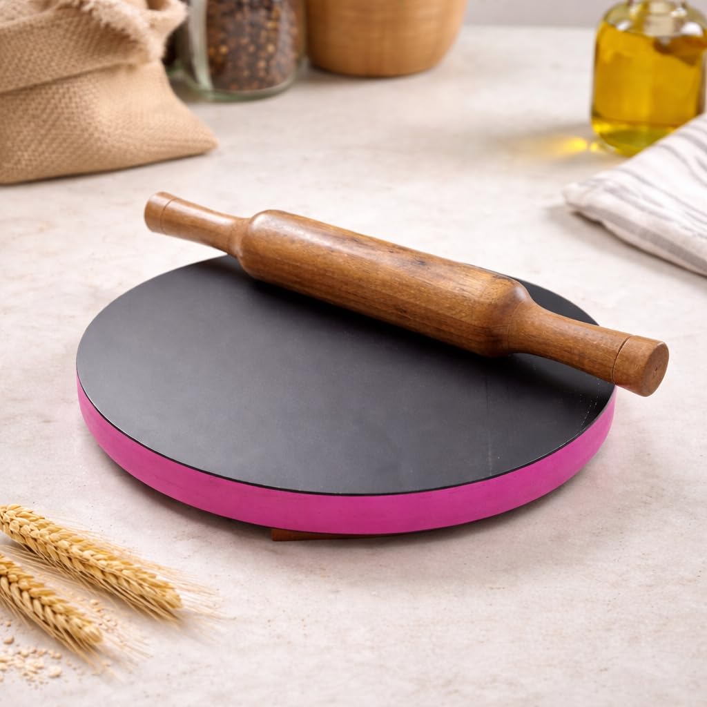 Jaipur Ace Juego combinado de madera de palisandro puro hecho a mano de madera de palisandro Chakla Belan/Roti/Chakla Belan/Chapati Maker/Papad Chakla para el hogar y la cocina