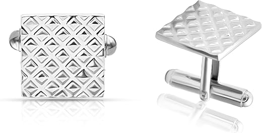 Svan Jewellery 925 Sterling Silver Men’s Cufflinks | BIS Hallmarked Ribbed Cushion Design | Elegant Cuff Links for Groom, ...