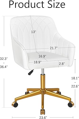 Miniatura 3 de VECELO Silla de escritorio giratoria de poliuretano moderna con respaldo y ruedas rodantes, altura ajustable del asiento para niñas y mujeres,