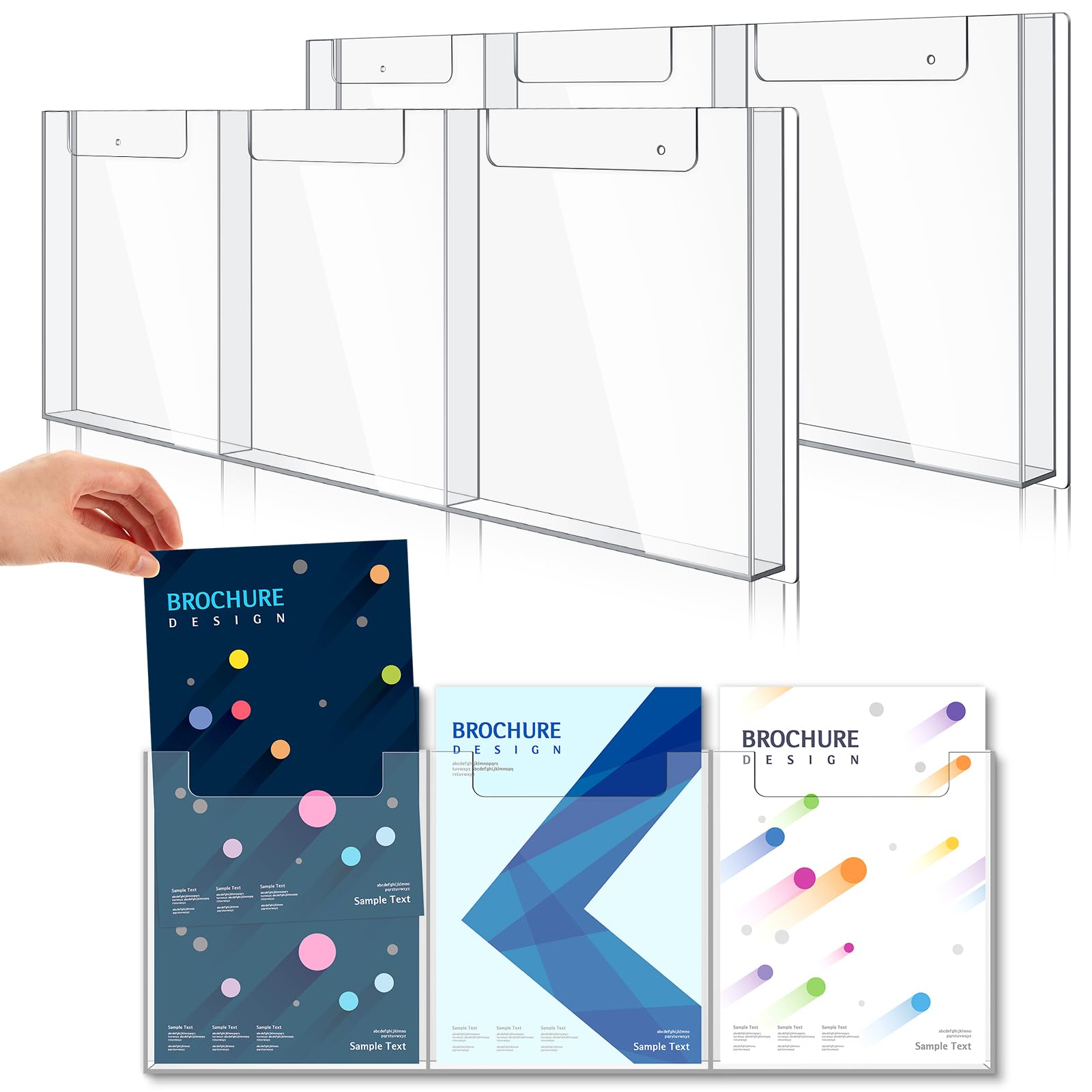 Photo 1 of Sherr Clear Hanging Brochure Holder Wall Mount Flyer Holder Display Acrylic Wall Organizer Magazine Brochure Rack Wall Mounted Suitable for 8.5 x 11 Inch Literature Pamphlet(1 Pcs)
