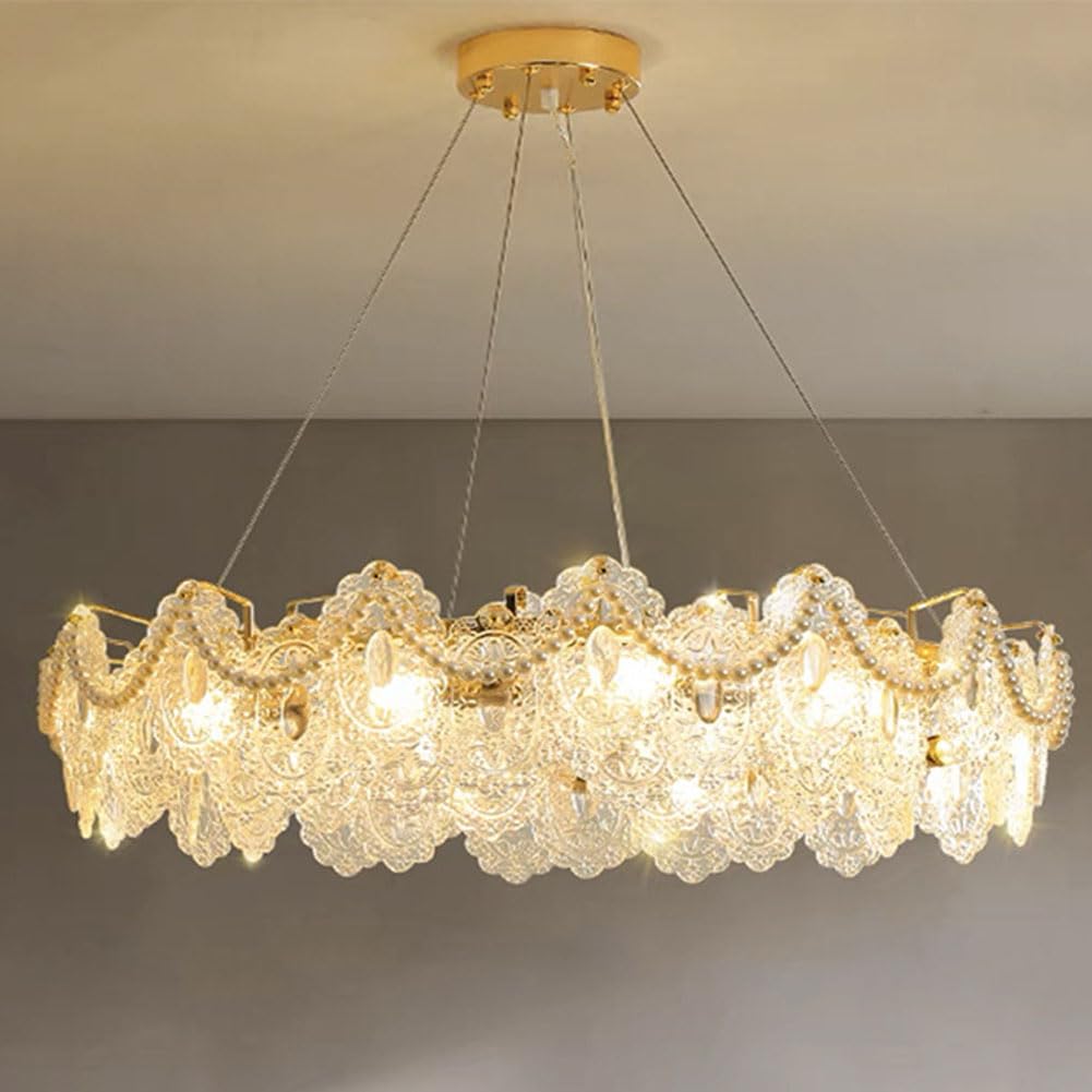 KXEcoLife E14 modern light luxury crystal chandelier, french simple european american vintage lamps, for living room dining bedroom fixtures,100cm